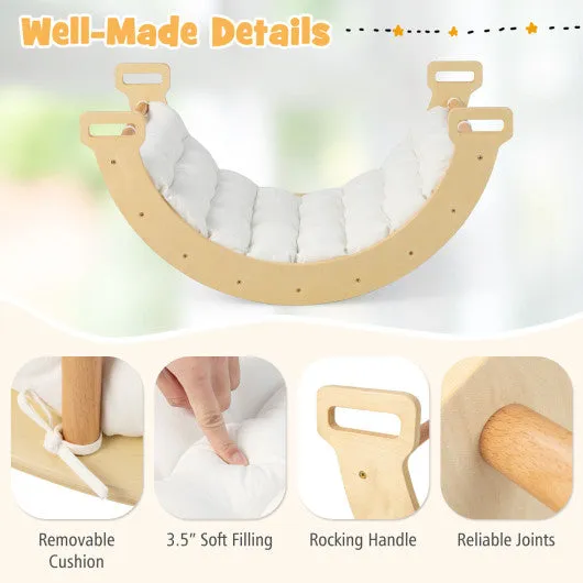 2-in-1 Arch Rocker with Soft Cushion for Toddlers-Natural