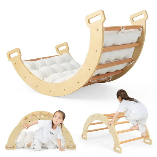 2-in-1 Arch Rocker with Soft Cushion for Toddlers-Natural