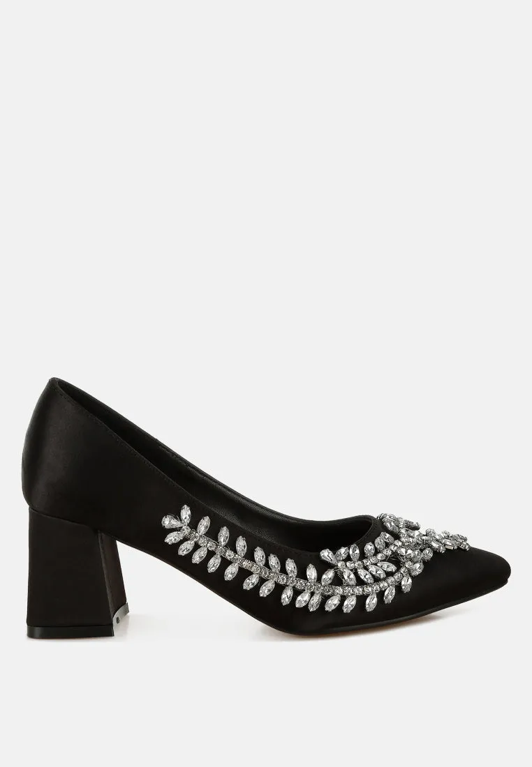 Abatina Satin Diamante Embellished Pumps