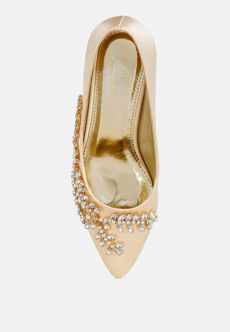 Abatina Satin Diamante Embellished Pumps