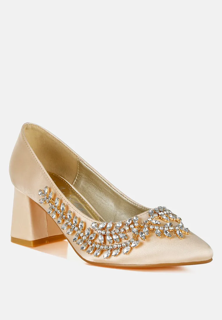 Abatina Satin Diamante Embellished Pumps