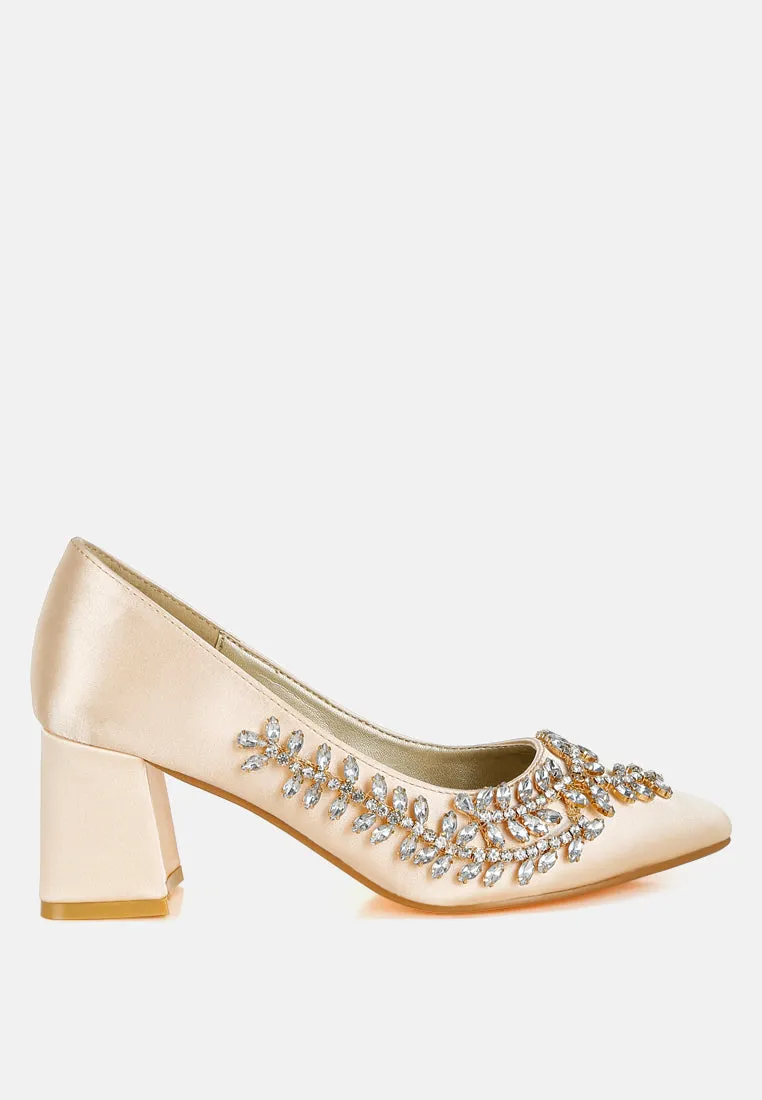 Abatina Satin Diamante Embellished Pumps