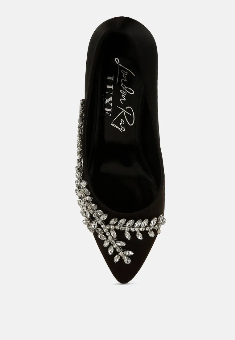 Abatina Satin Diamante Embellished Pumps