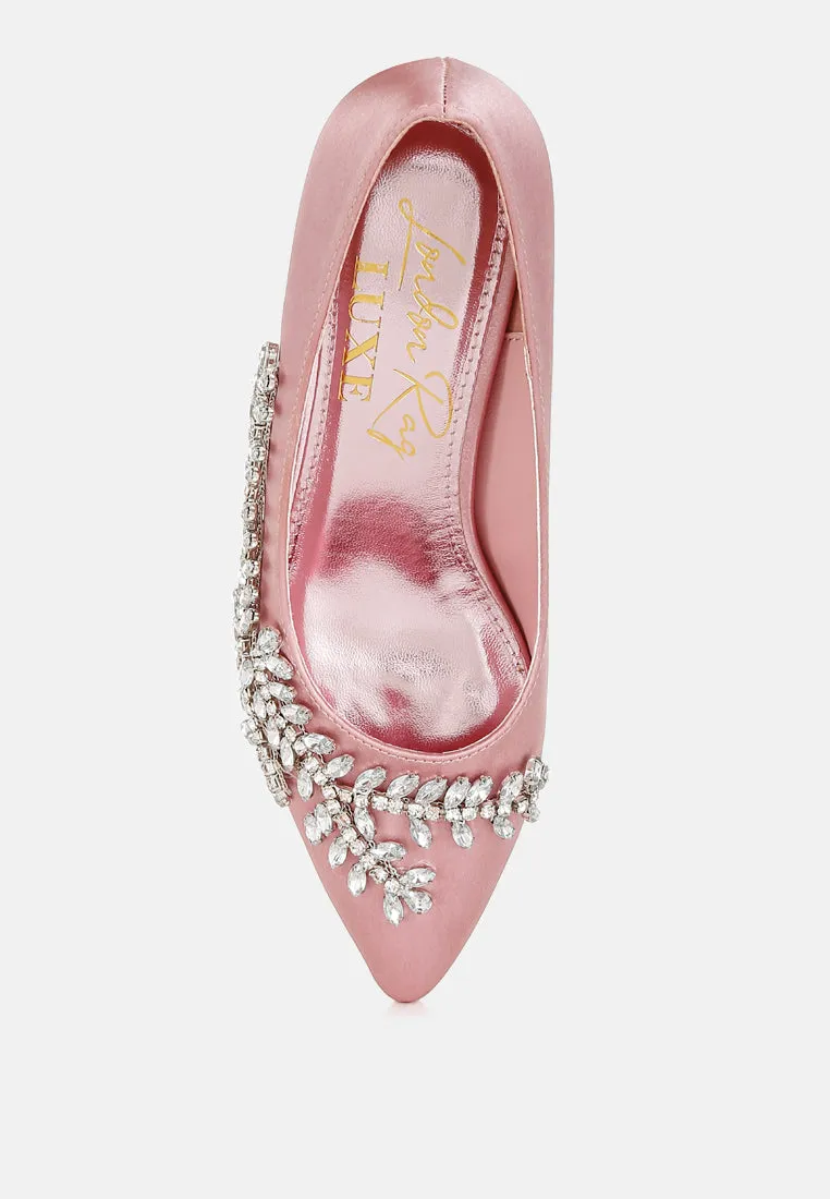 Abatina Satin Diamante Embellished Pumps