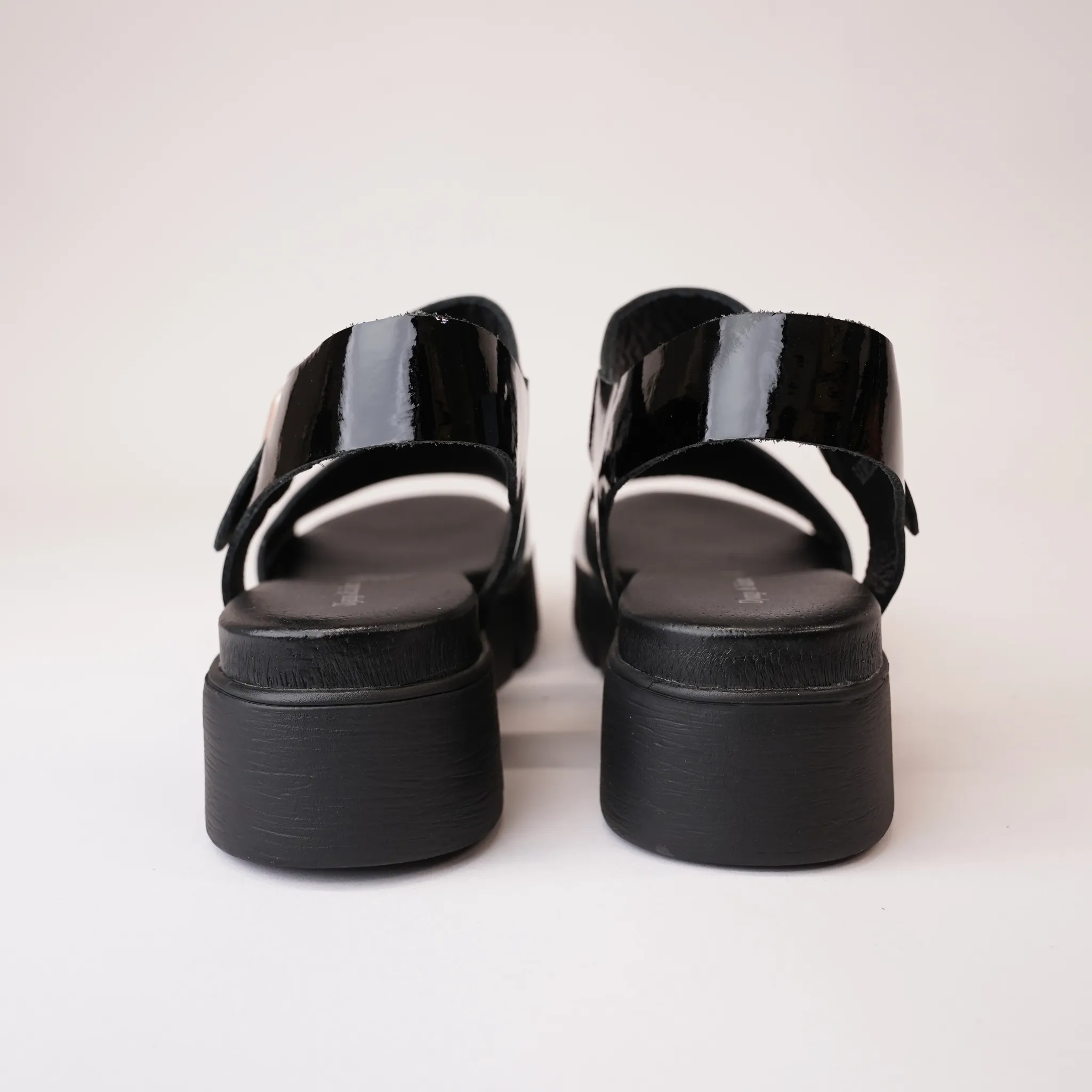 Babels Black Patent Leather Sandals