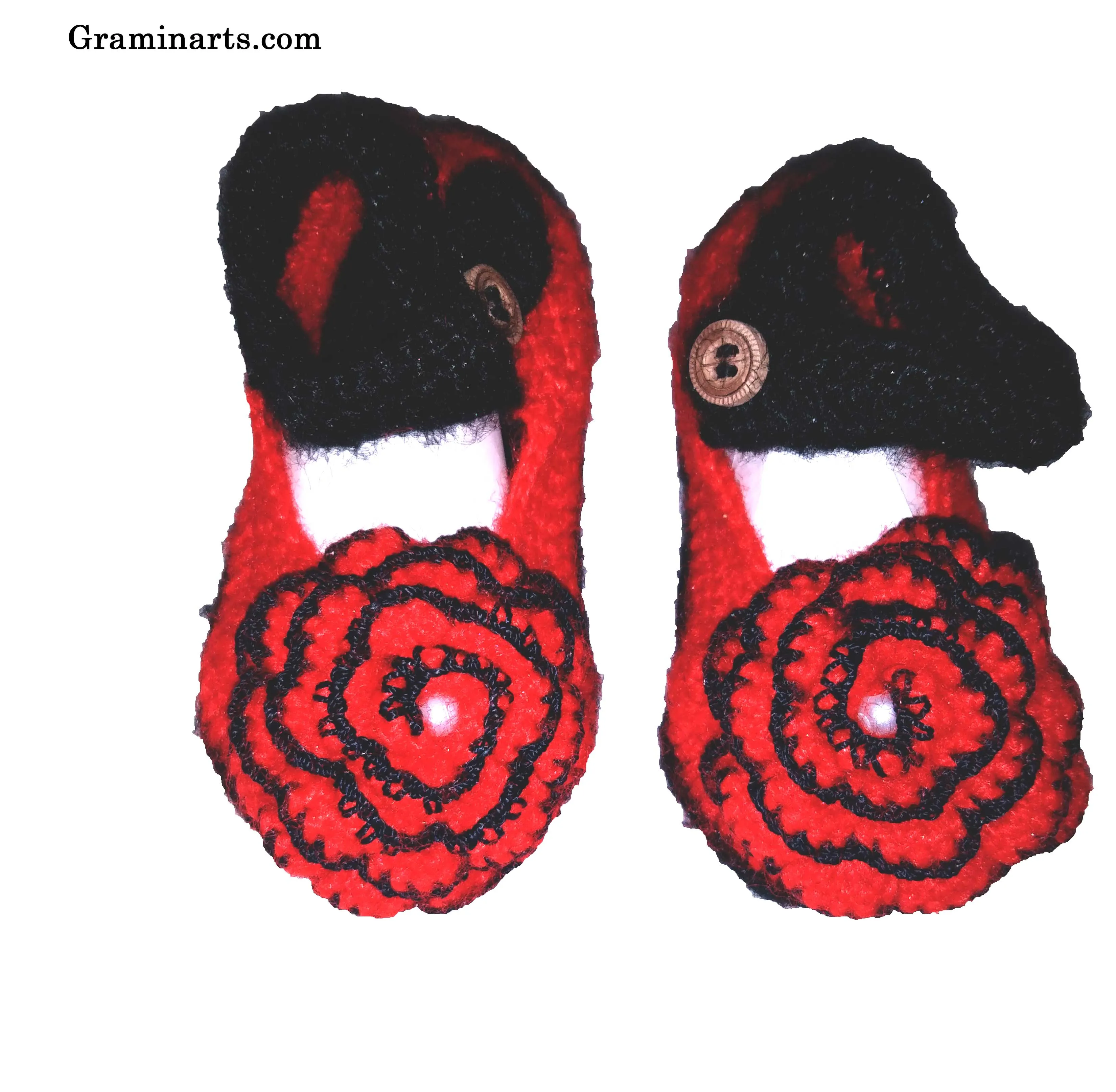 Beautiful And Stylish Baby Booties With Heels For Baby Girls With Red & Black Color