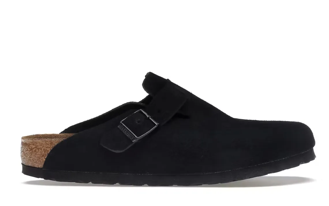 BIRKENSTOCK BOSTON SOFT FOOTBED SUEDE BLACK