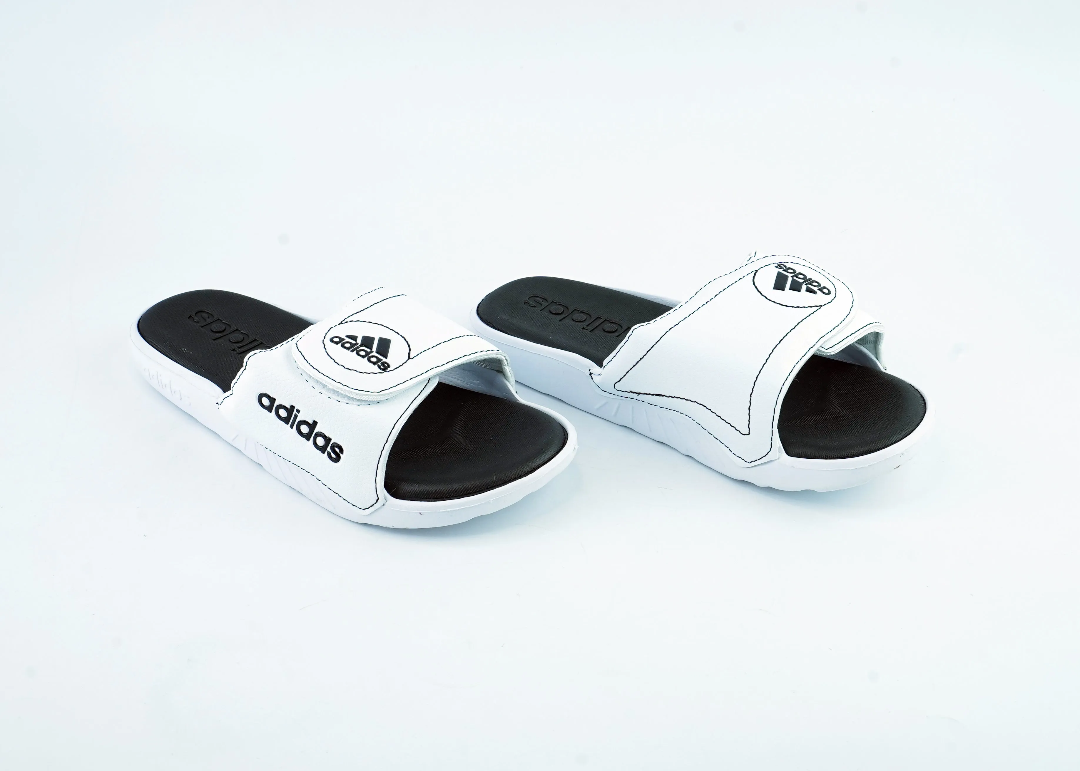 Black and White Adidas Trendy Slippers For Men