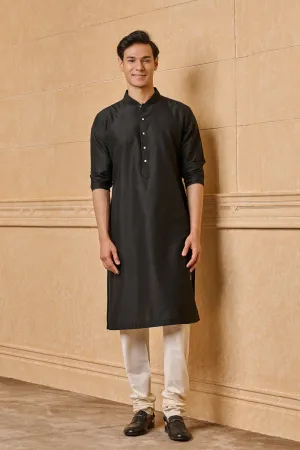 Black Zero Point Collar Single Kurta