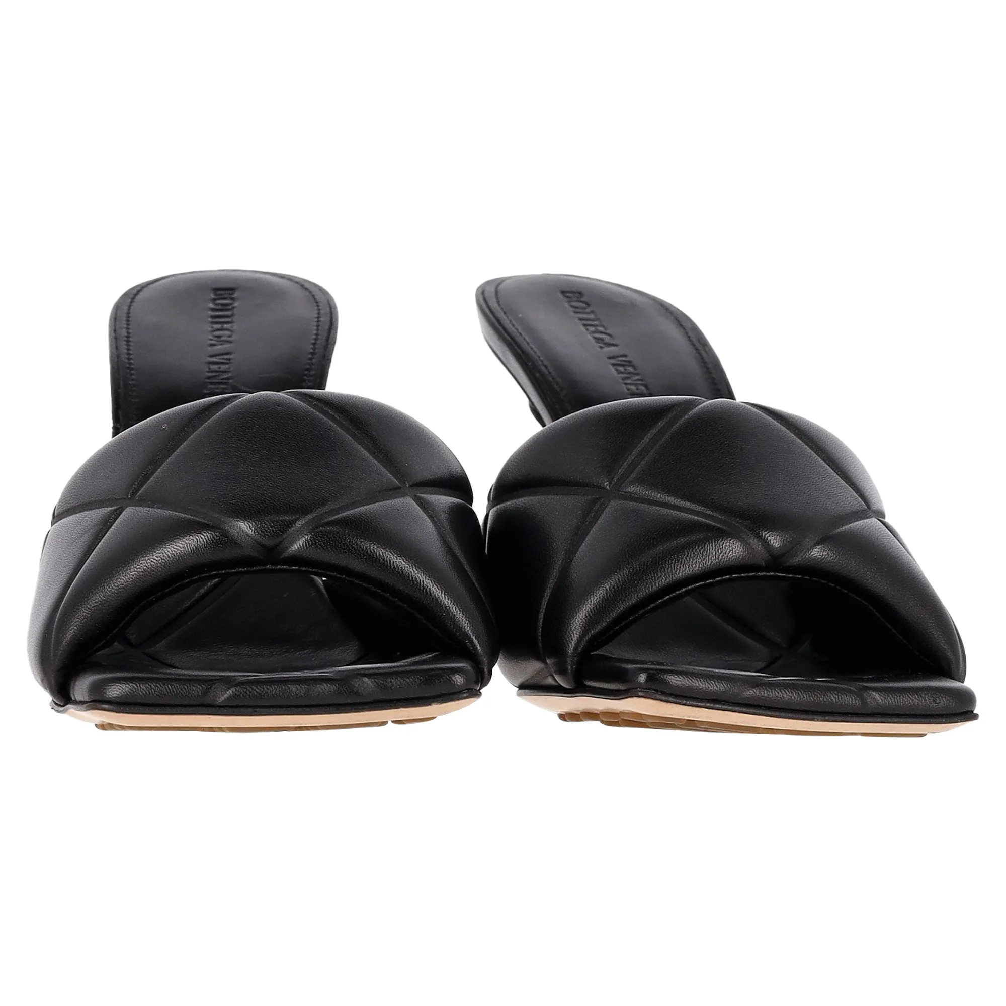 Bottega Veneta Lido Mules in Black Lambskin Leather