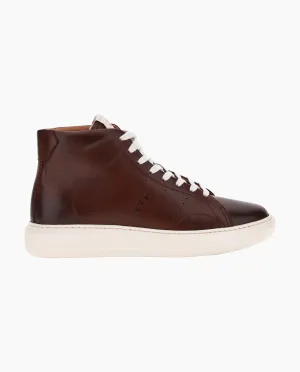 Burnished Brown Leather Racing Sneakers