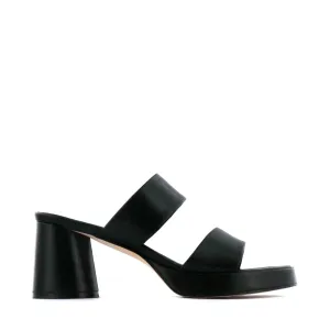 DORO LEATHER MULE HEEL SANDALS