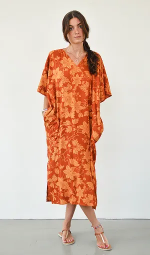 EcoDeluxe Passion Flower Spice Kaftan Dress, 1 size - SALE CLOTHING & KIDS