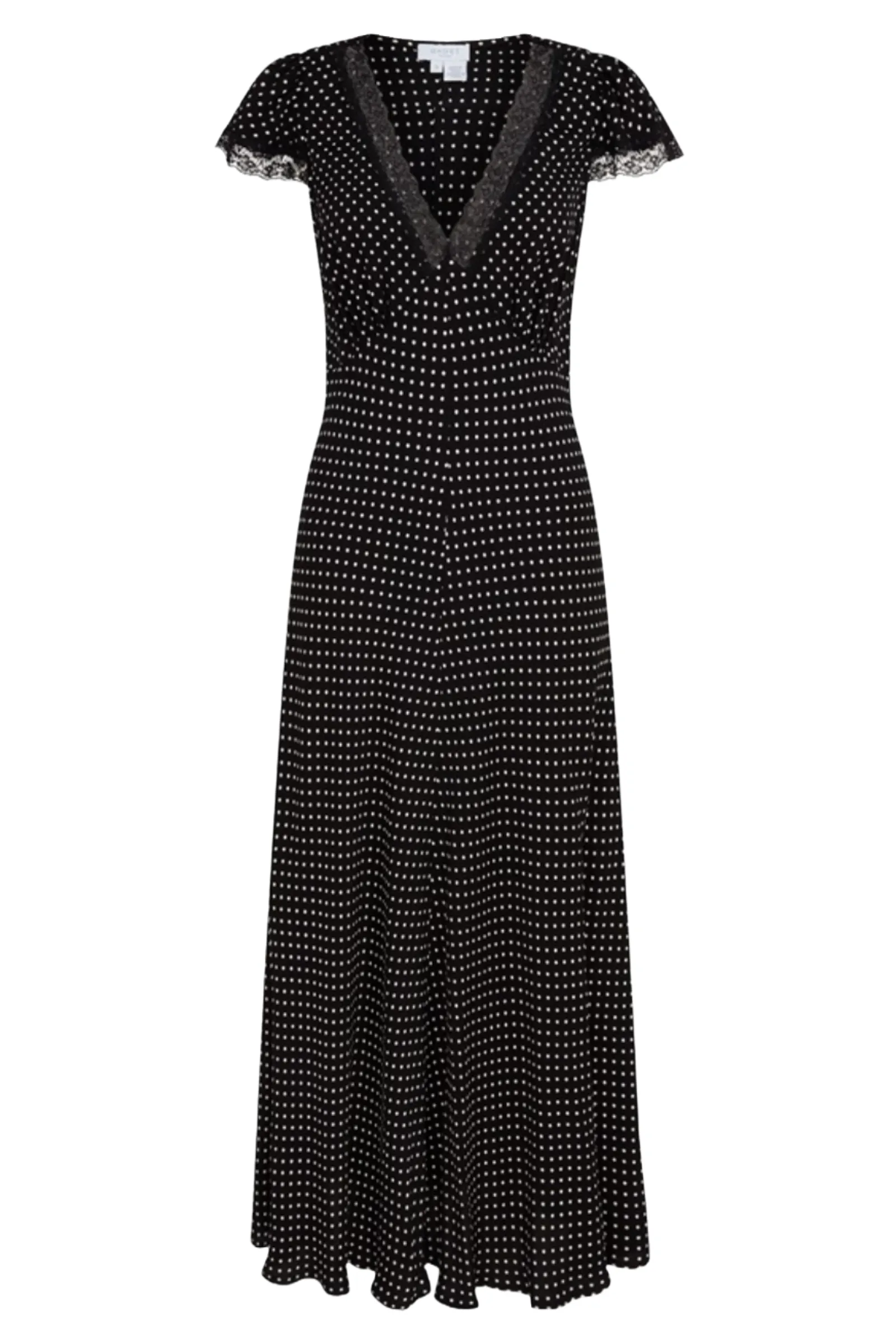 Erika Black Spot Crepe Midi Dress