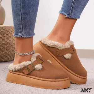 Fleece Thick Sole Outdoor Slip-On Cotton Moccasin Winter New Women's Snow Boots Shoes