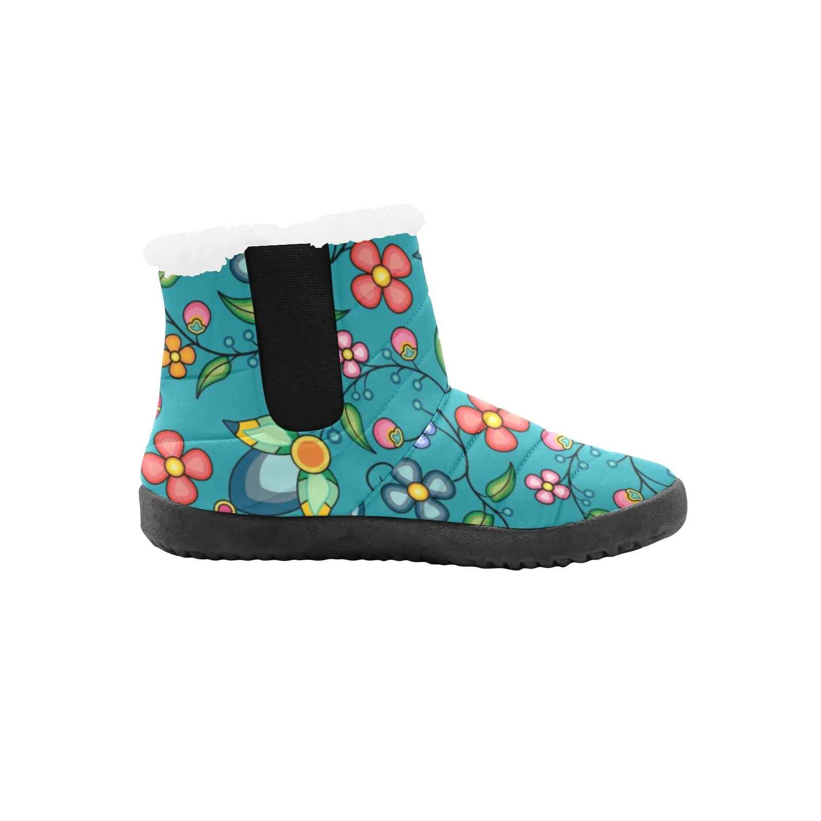 Floral Bounty Teal Men's Padded Winter Boot