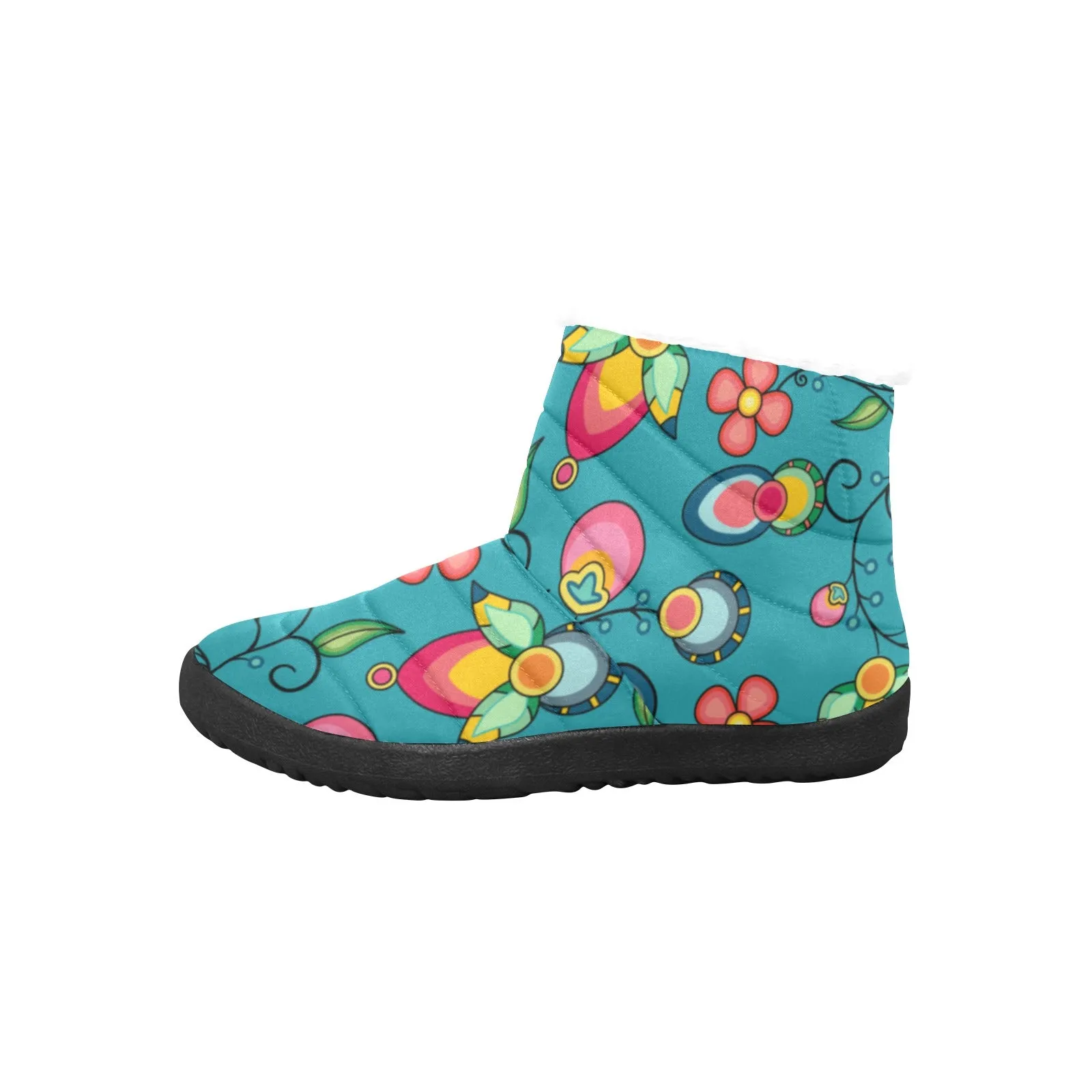 Floral Bounty Teal Men's Padded Winter Boot