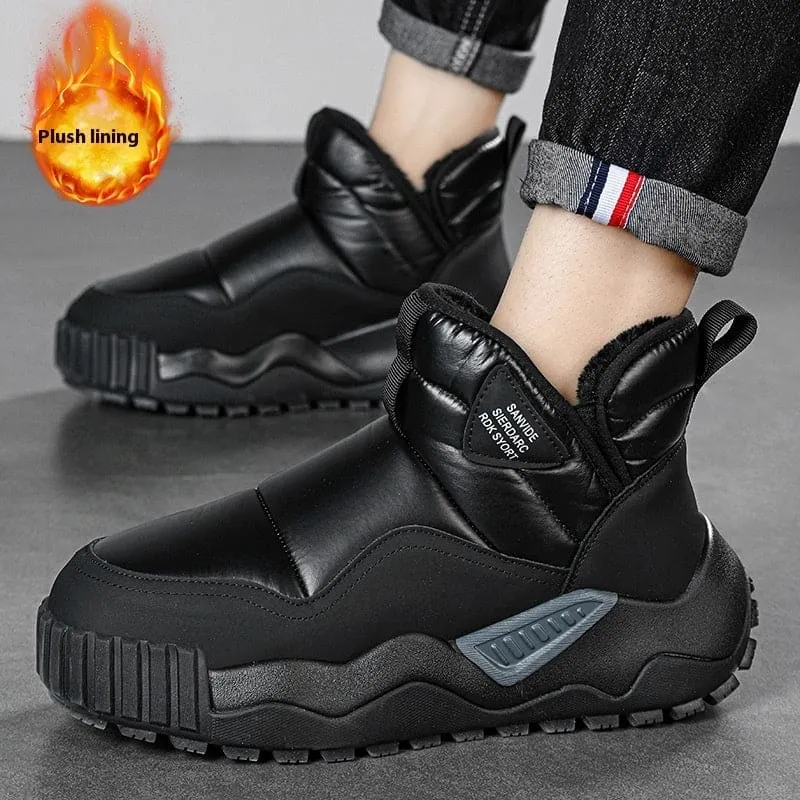 Futuristic Silver and Black Fluff Thickened Warm Winter Boots