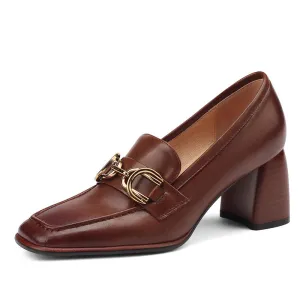 Irina Cognac Womens Loafers with Heels