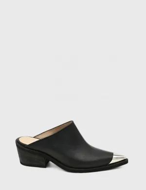 Isabelle western mules in black leather womens shoes