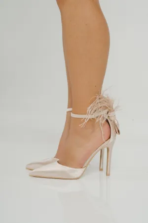 Izzy Feather Detail Heel In Champagne