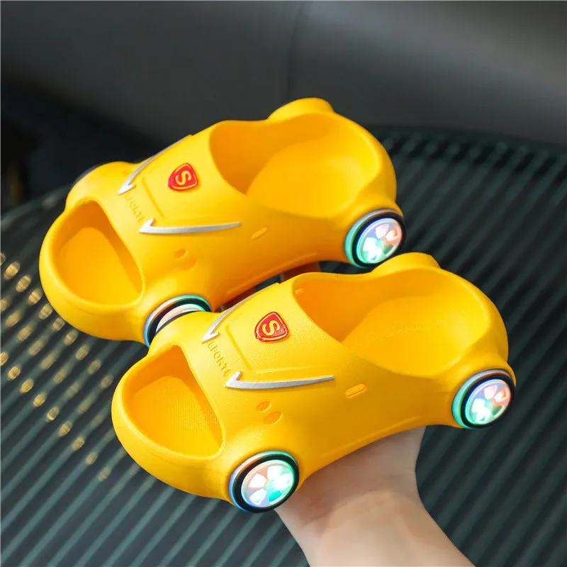 Kids Glowing Slippers Cartoon Car Sandals Children Sandals Anti Slip Boys Girls Luminous Slippers Summer Beach Shoes