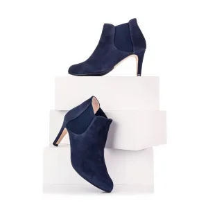 Lily Extra-Wide Fit Boots - Navy Suede