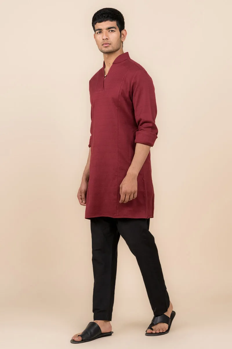 Maroon Kurta With Jaali Detailing