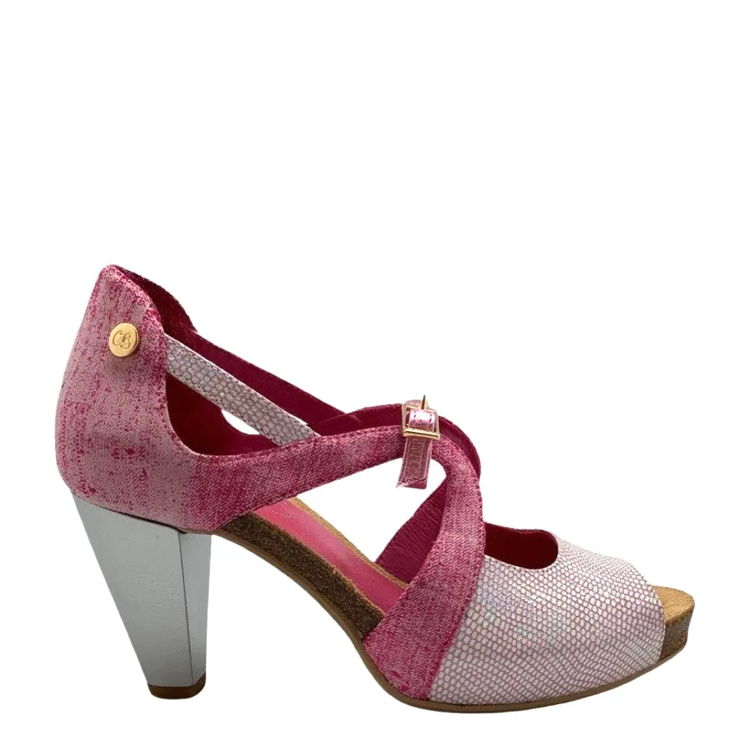 Martini- Pink cork heel shoe