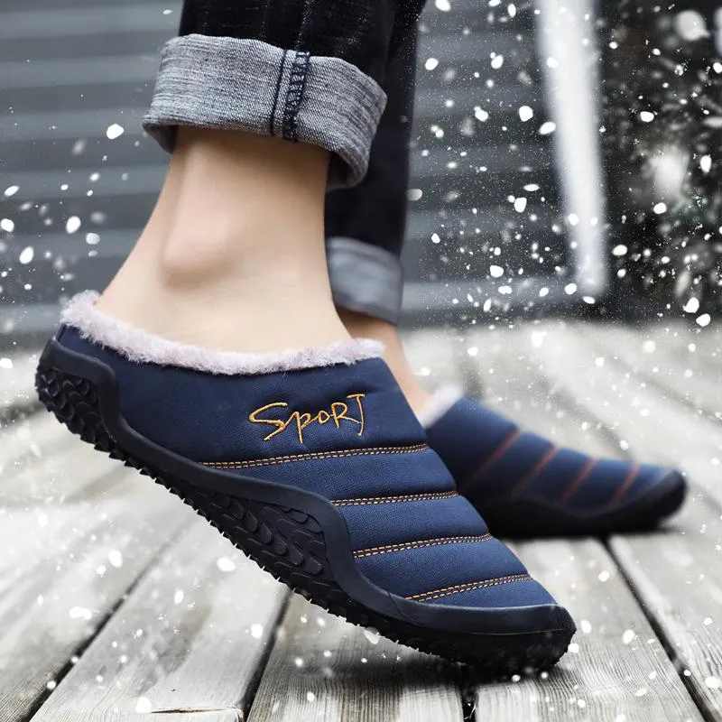 Men Fashion Keep Warm Cotton Fur Slipper