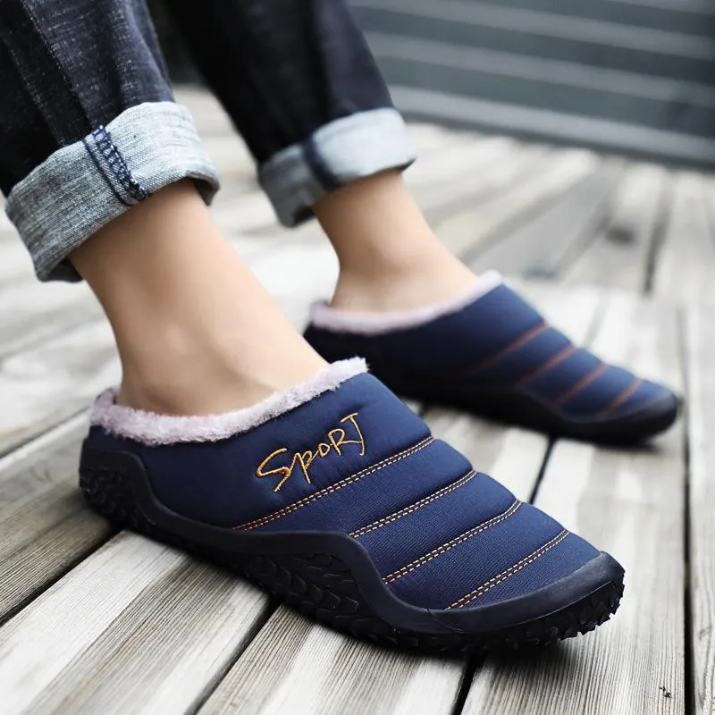 Men Fashion Keep Warm Cotton Fur Slipper