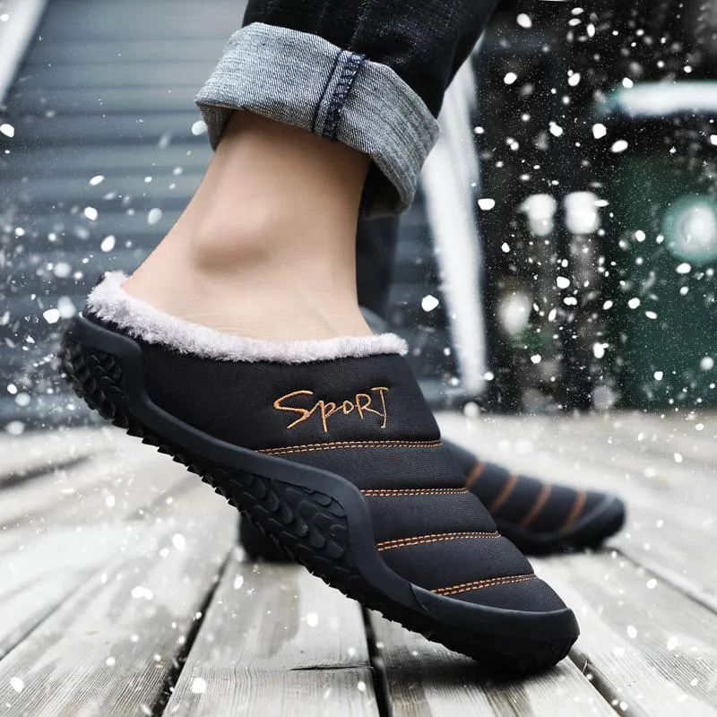 Men Fashion Keep Warm Cotton Fur Slipper