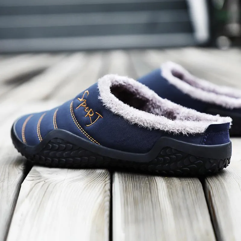 Men Fashion Keep Warm Cotton Fur Slipper