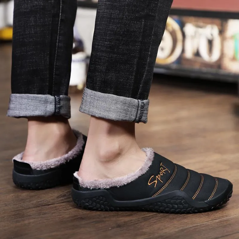 Men Fashion Keep Warm Cotton Fur Slipper