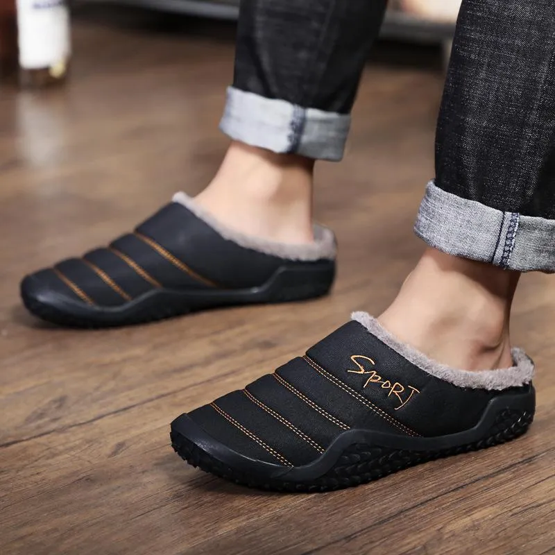 Men Fashion Keep Warm Cotton Fur Slipper