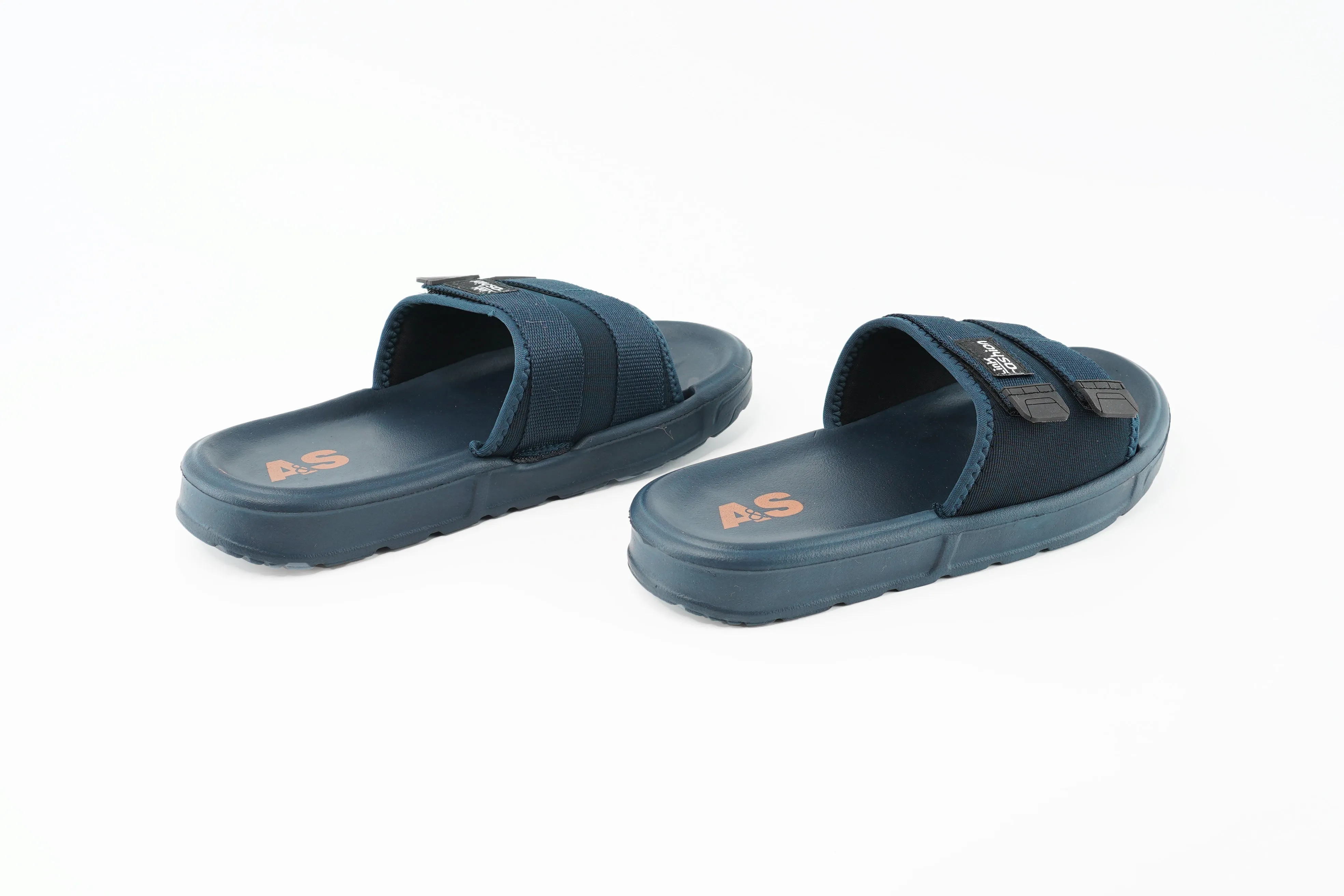 Men's Casual Blue Slides with Double Straps