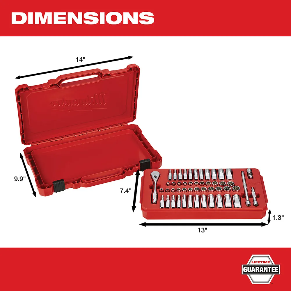 Milwaukee 48-22-9004 1/4-Inch Drive SAE and Metric Ratchet and Socket Set - 50pc