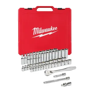 Milwaukee 48-22-9008 3/8-Inch Drive SAE and Metric Ratchet and Socket Set - 56pc