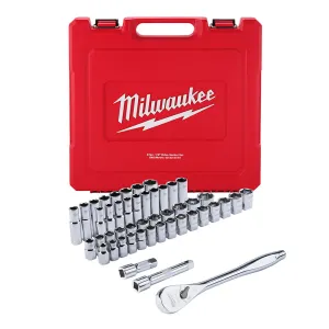 Milwaukee 48-22-9010 1/2" DR 46pc Ratchet & Socket Set - SAE & Metric