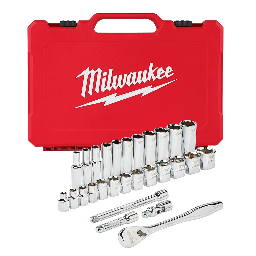 Milwaukee 48-22-9408 - 3/8 in. Drive 28 pc. Ratchet & Socket Set- SAE