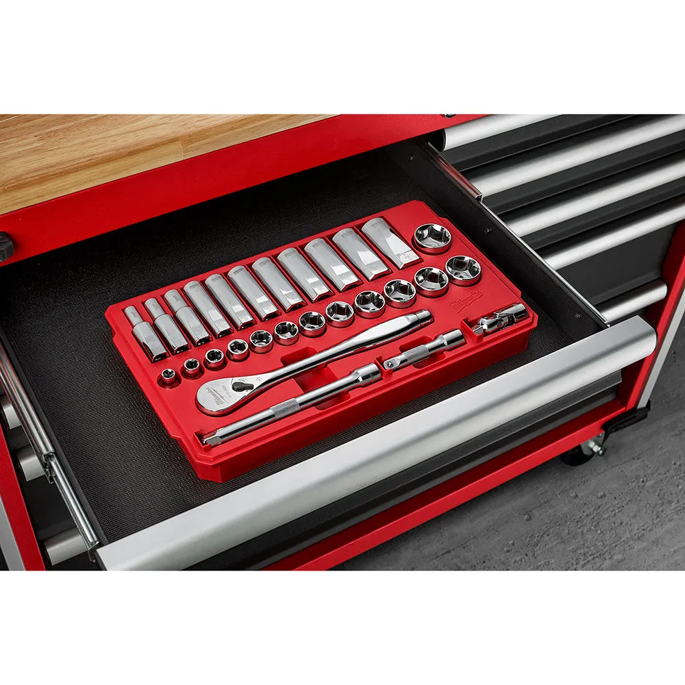 Milwaukee 48-22-9408 3/8-Inch Drive Durable SAE Ratchet and Socket Set- 28pc