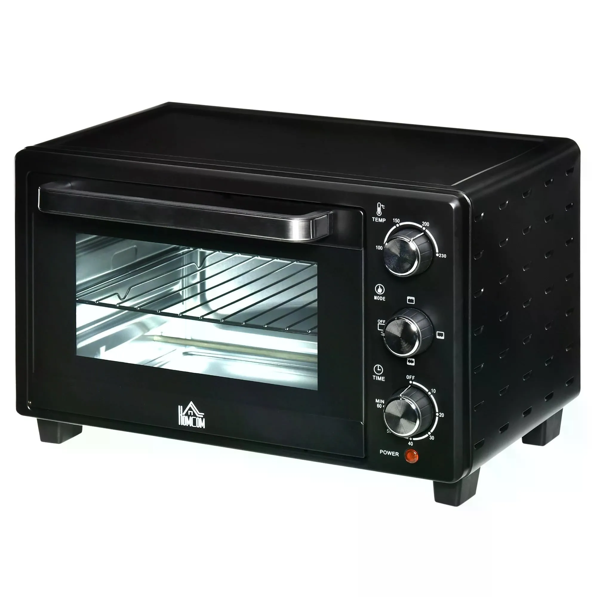 Mini Oven, 21L Countertop Electric Grill, Toaster Oven with Adjustable Temperature, Timer, Baking Tray and Wire Rack, 1400W