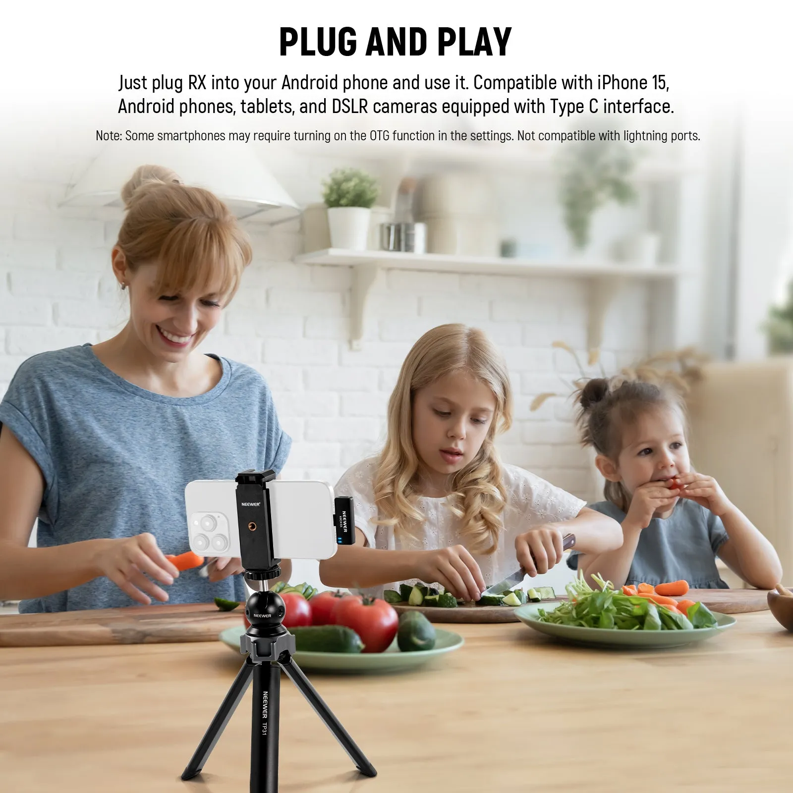 NEEWER KM24 Wireless Lavalier Microphone Kit for USB C