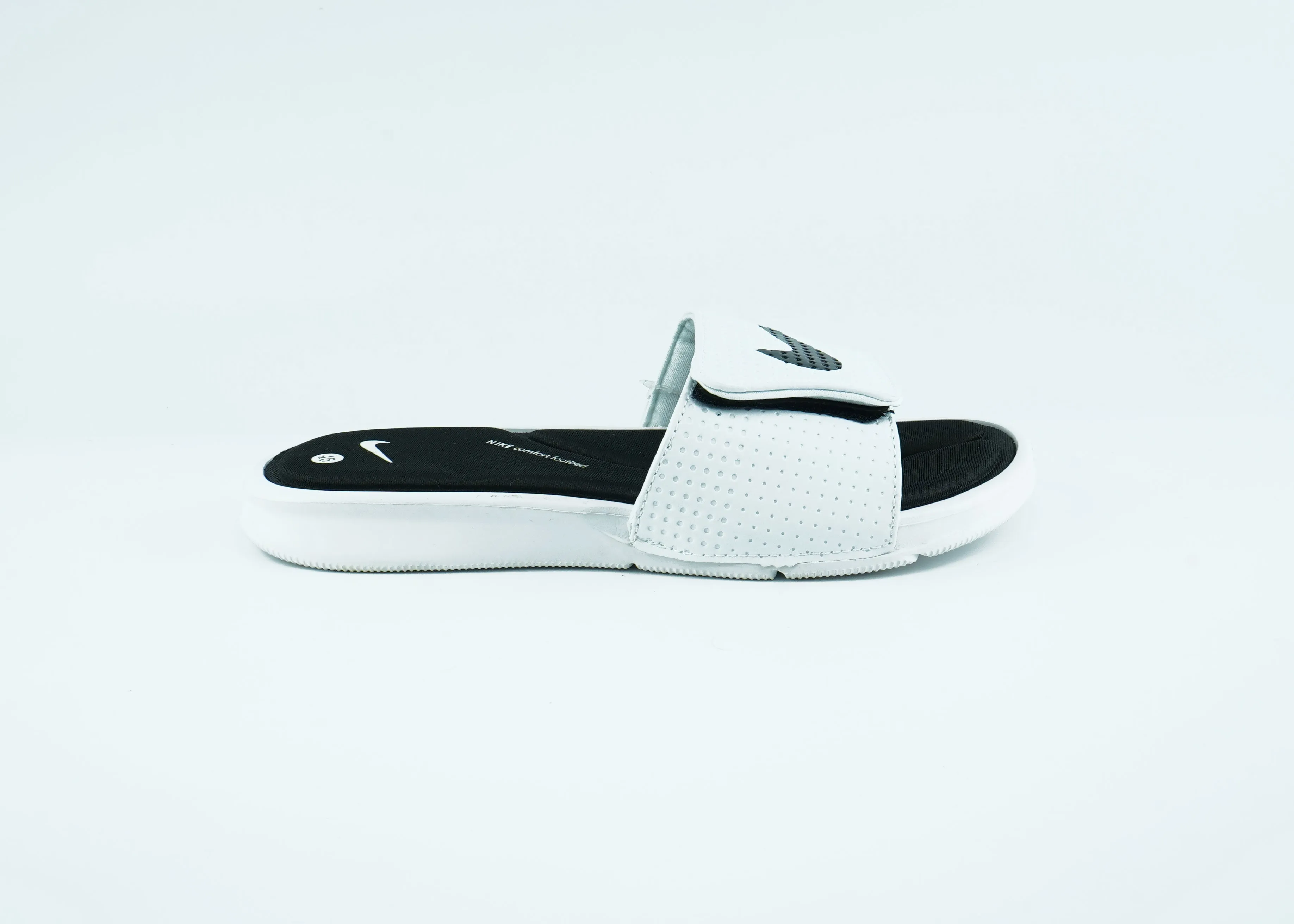 Nike white and black slides for men