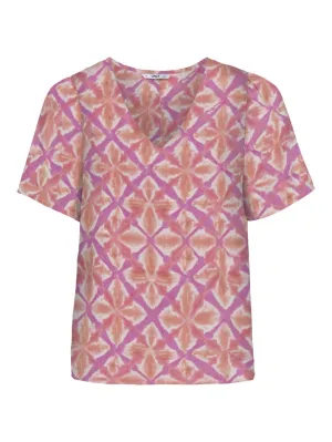 Onlalma Life Vis S/s V-neck Top Aop - Roze Dessin