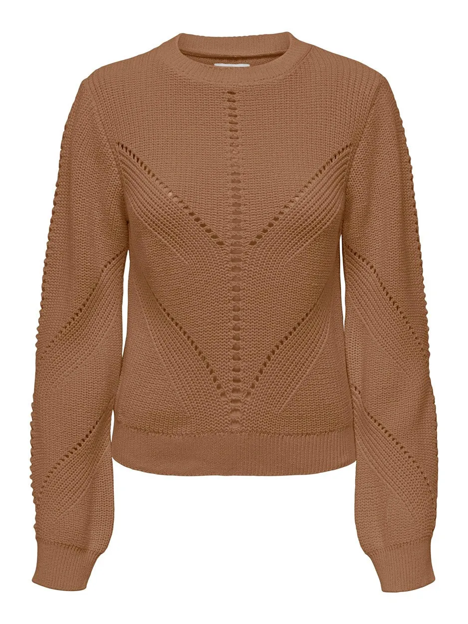 Onlella Life Ls O Neck Cc Knt - Camel