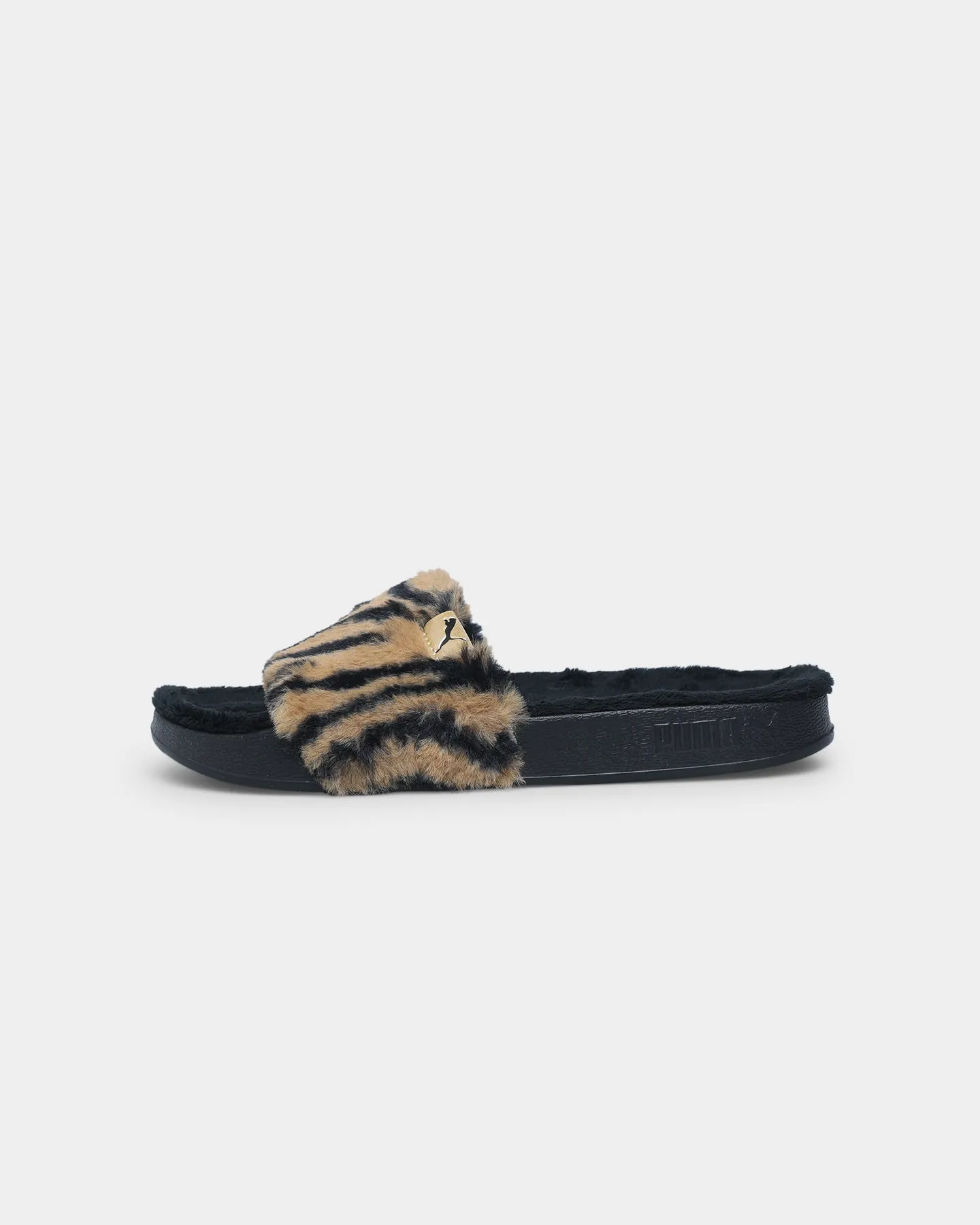 Puma Women's Leadcat YLM Safari Fluff Slides Puma Black-Puma Team Gold