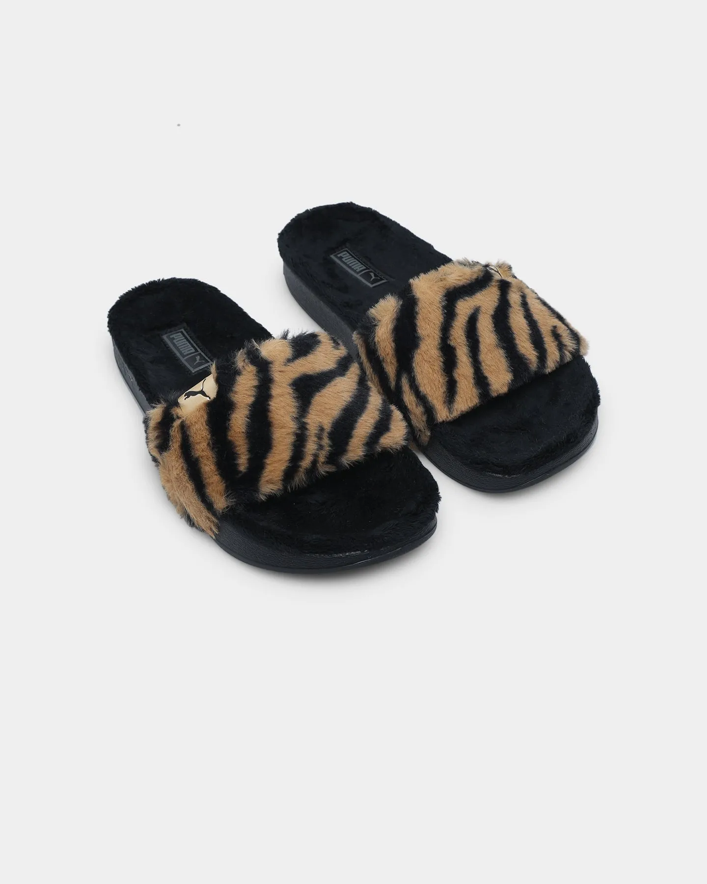 Puma Women's Leadcat YLM Safari Fluff Slides Puma Black-Puma Team Gold