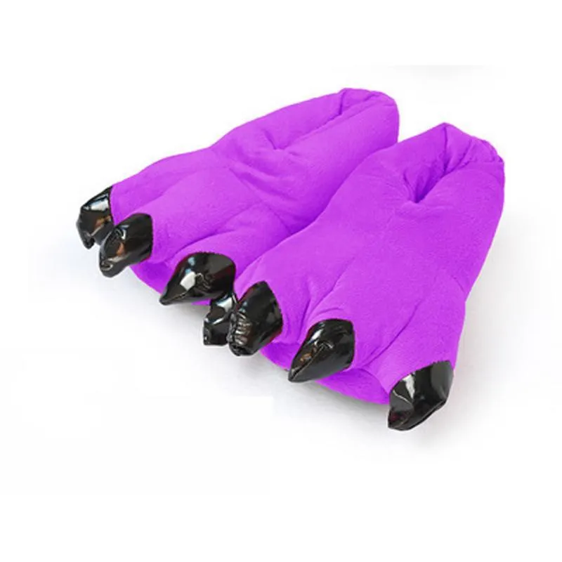 Purple Animal Cosplay Kigurumi Fleece Warm Slippers Shoes