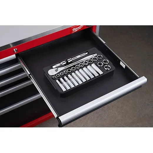 Ratchet and Socket Set - Milwaukee 28 pc 1/2" Drive Metric Ratchet and Socket Set with FOUR FLAT™ Sides, 48-22-9510